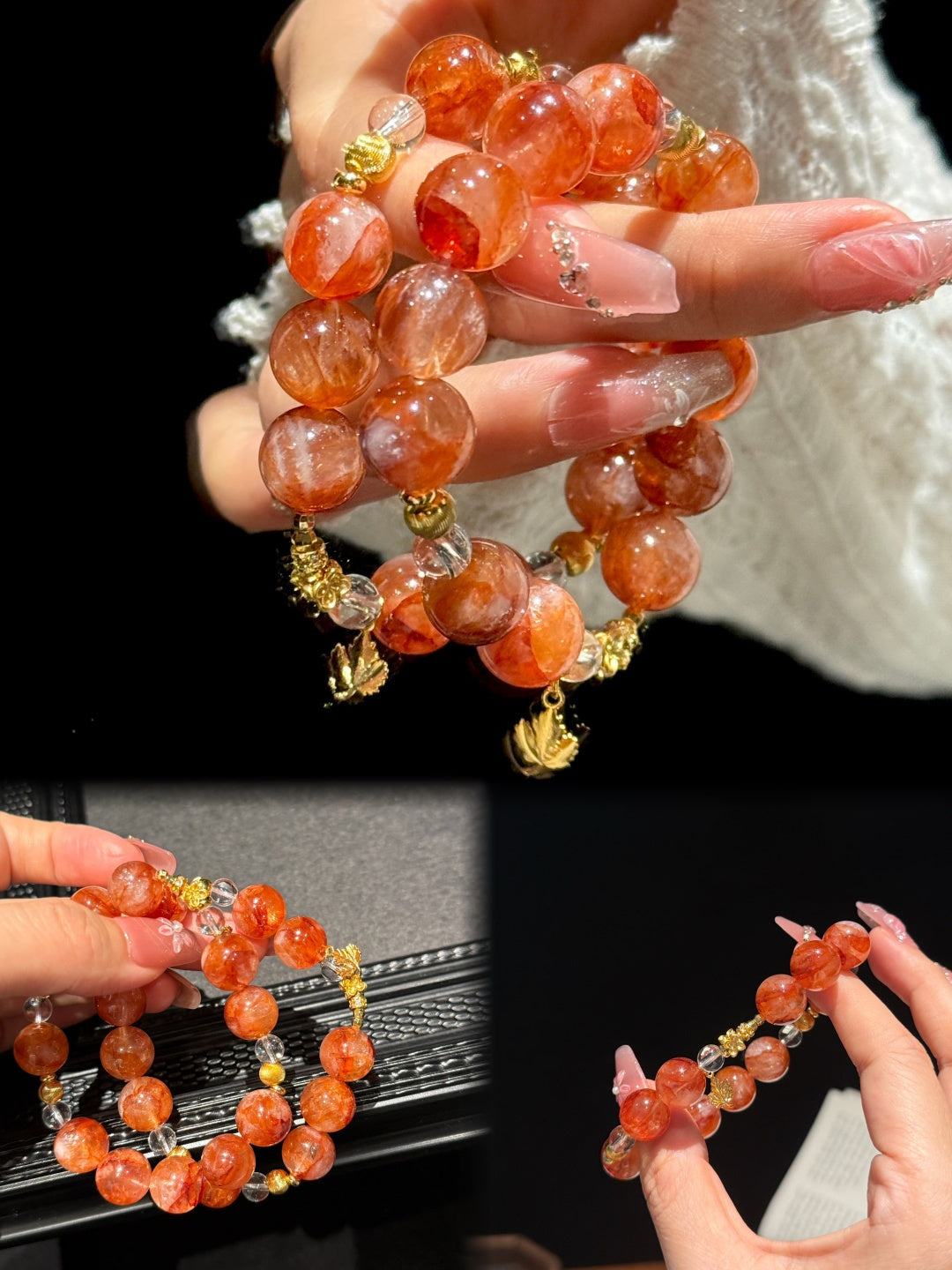 Maple Narrative · Red Flower Phantom Quartz Bracelet