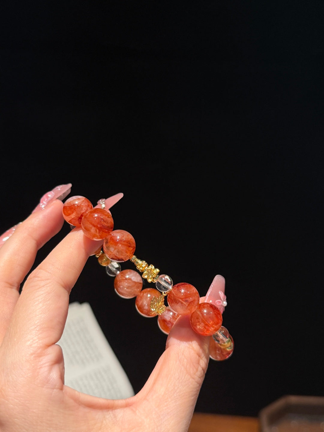 Maple Narrative · Red Flower Phantom Quartz Bracelet