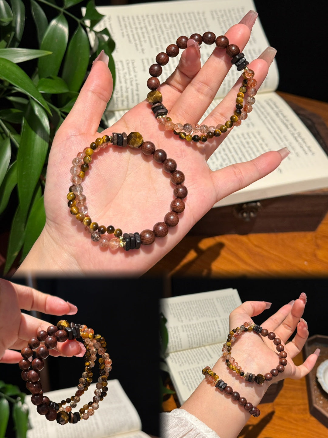 Black Gold Super Seven Crystal & Tiger's Eye Bracelet – Strength, Focus & Abundance