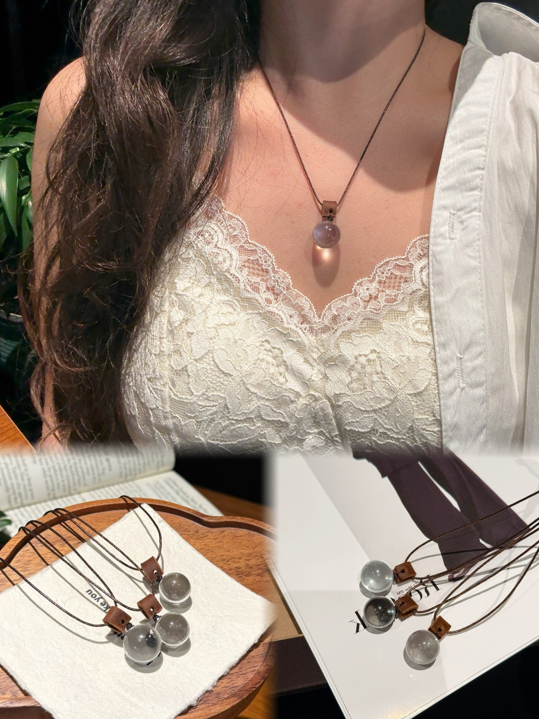 Natural Clear Quartz Crystal Pendant with Adjustable Cord