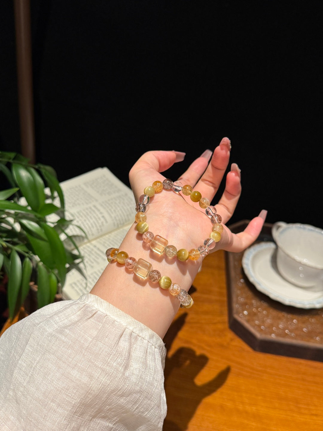 Golden Earth Crystal Bracelet – Tiger's Eye, Clear Quartz & Super Seven