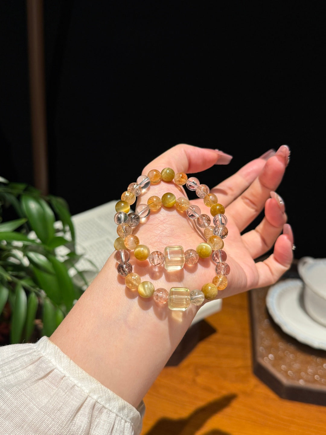 Golden Earth Crystal Bracelet – Tiger's Eye, Clear Quartz & Super Seven
