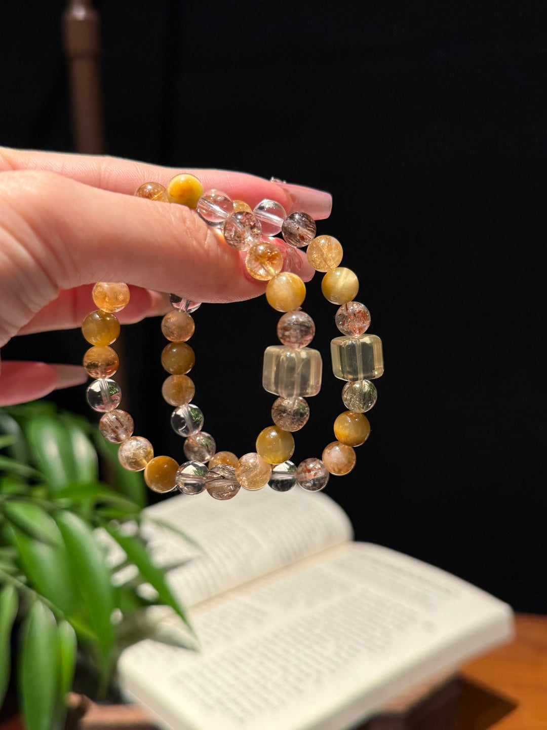 Golden Earth Crystal Bracelet – Tiger's Eye, Clear Quartz & Super Seven