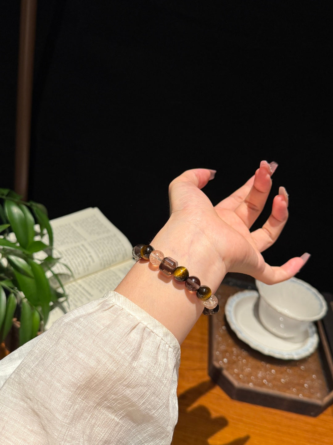 Tiger's Eye, Smoky Quartz & Black Gold Super Seven Bracelet – Grounding & Inner Strength