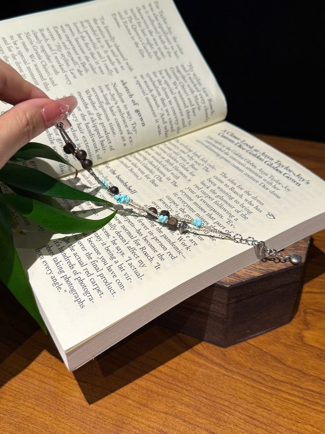 Agarwood & Turquoise Double-Layer Bracelet with Stainless Steel Chain — A Wish for Harmony and Grounding