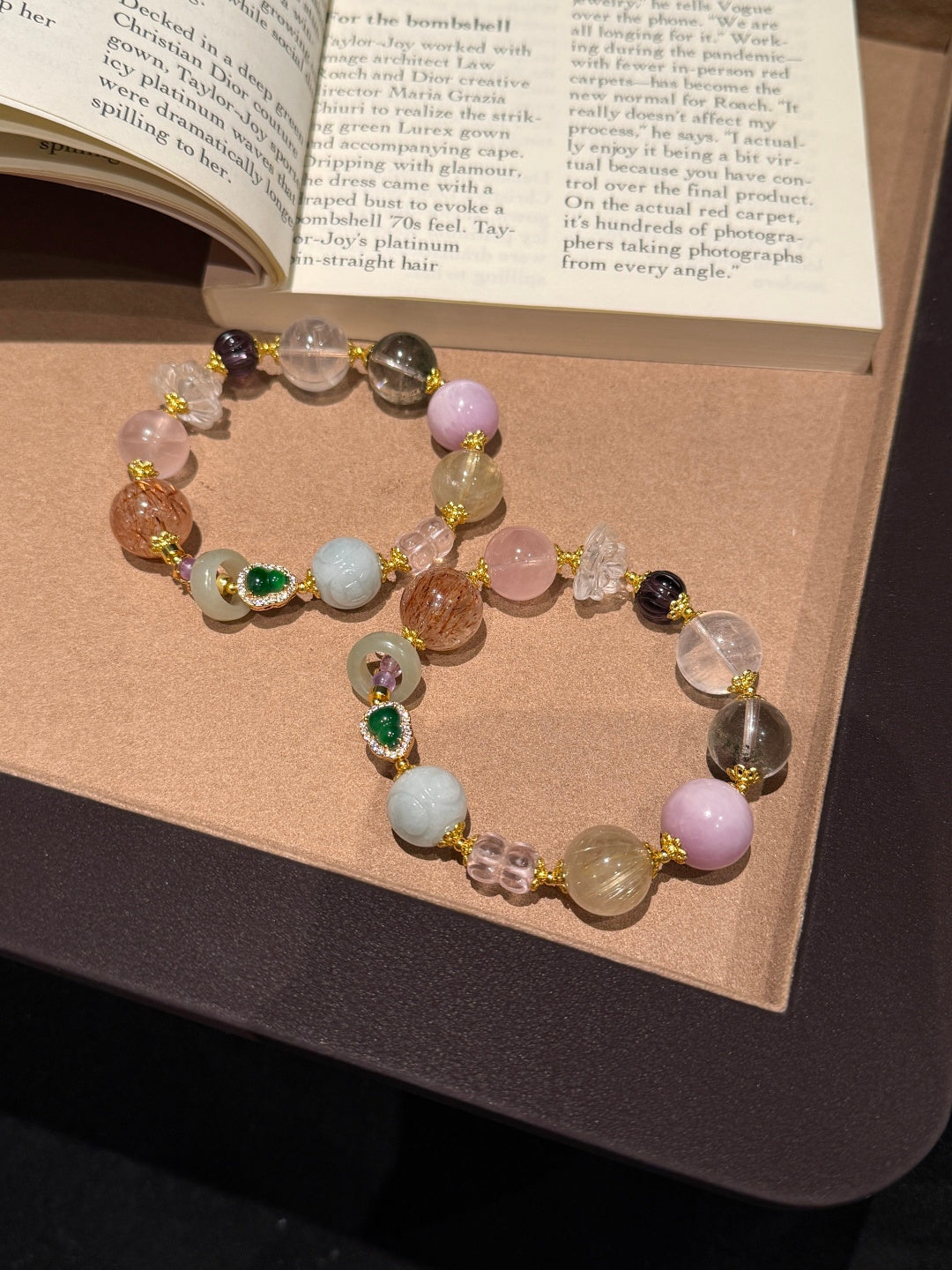 Multi-Gemstone Beaded Bracelet with Black Gold Super Seven & Jade — A Wish for All-Around Fortune