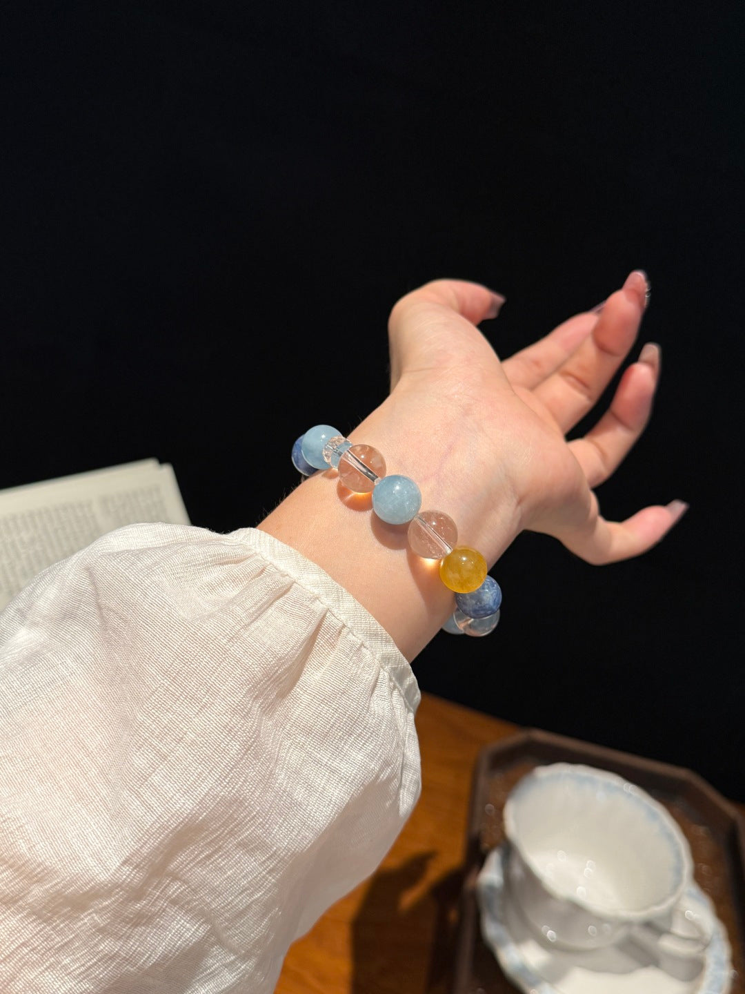 Aquamarine, Blue Kyanite & White Quartz Beaded Bracelet — A Wish for Calm and Clarity