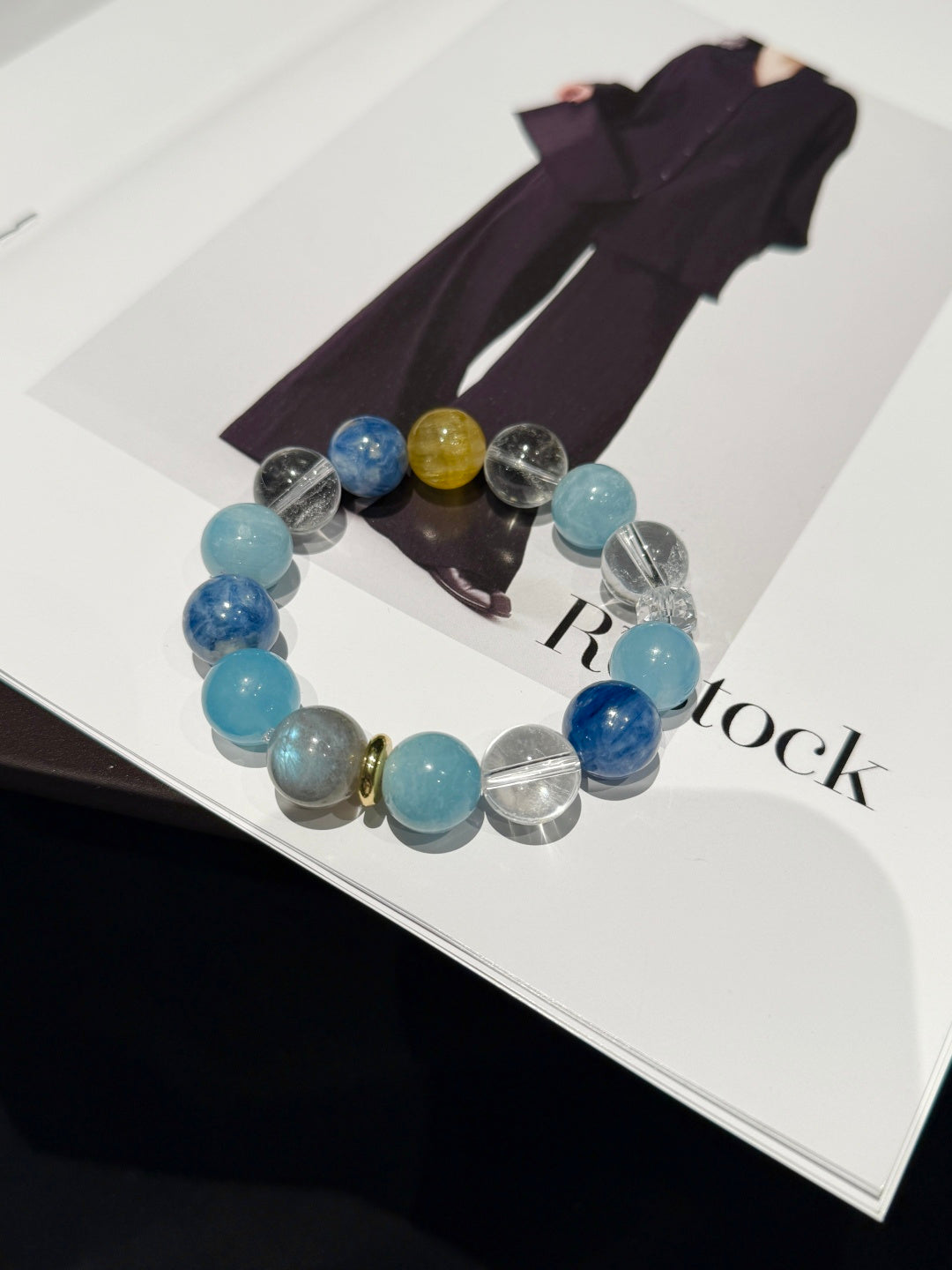 Aquamarine, Blue Kyanite & White Quartz Beaded Bracelet — A Wish for Calm and Clarity