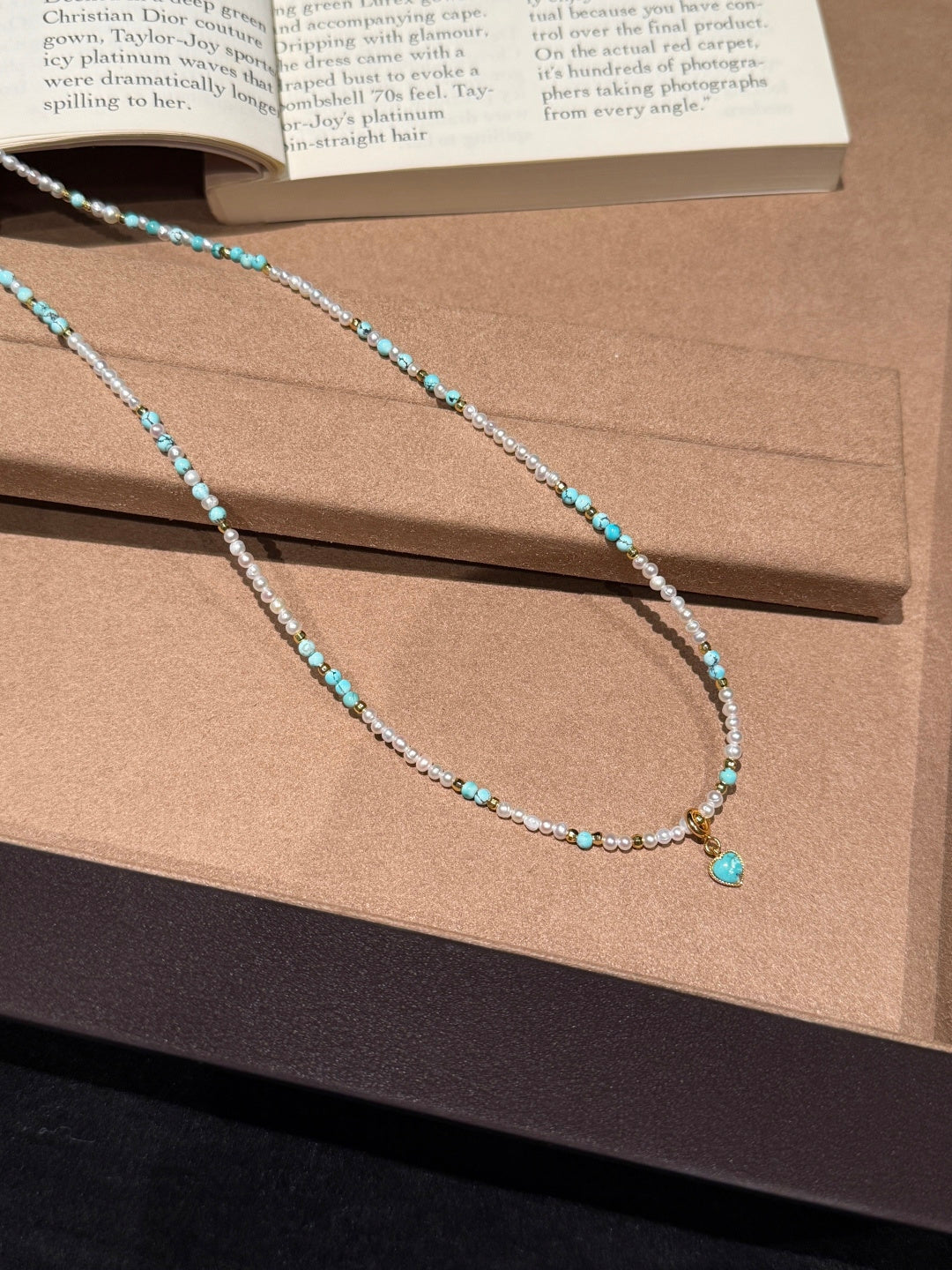 Fresh Turquoise & Pearl Beaded Necklace — A Wish for Peace and Gentle Elegance