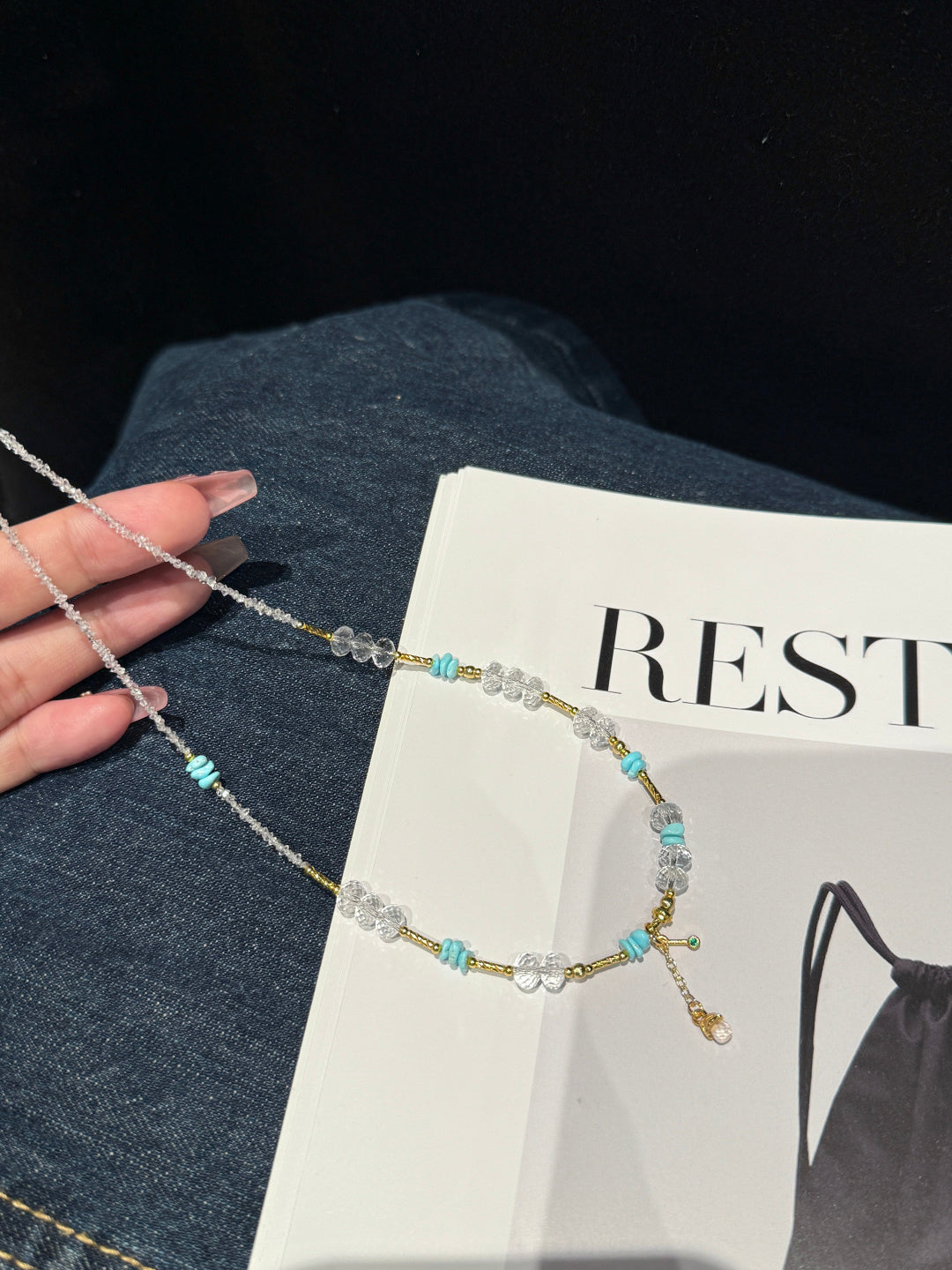 Herkimer Diamond & Turquoise Beaded Necklace — A Wish for Clarity and Good Fortune