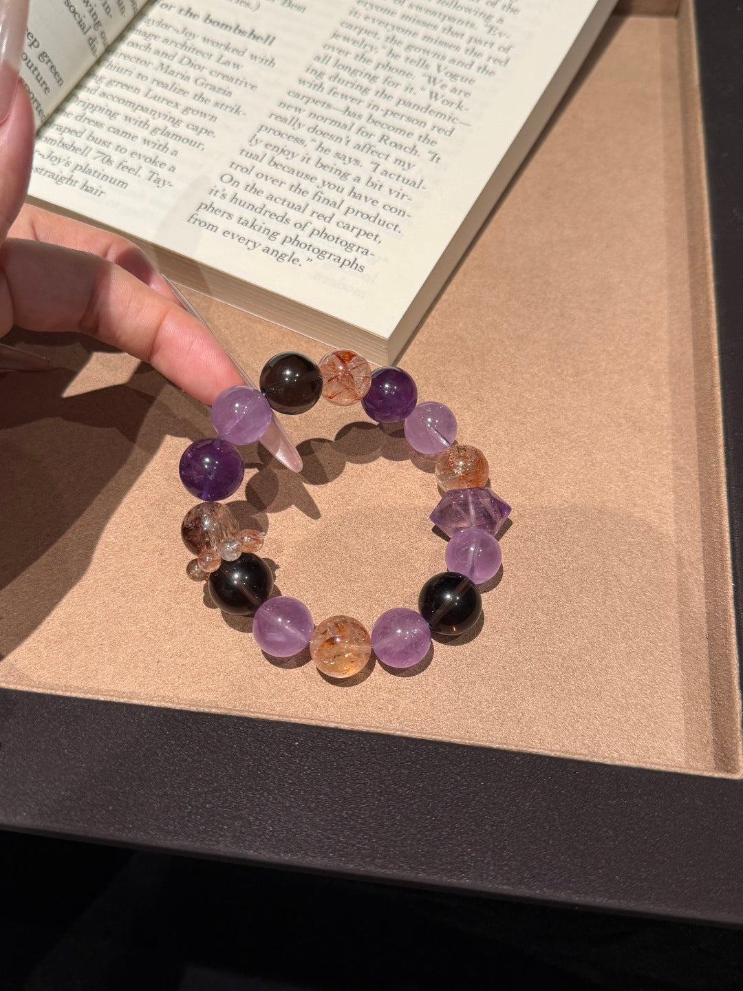 Amethyst, Black Gold Super Seven & Smoky Quartz Beaded Bracelet — A Wish for Wisdom and Inner Strength