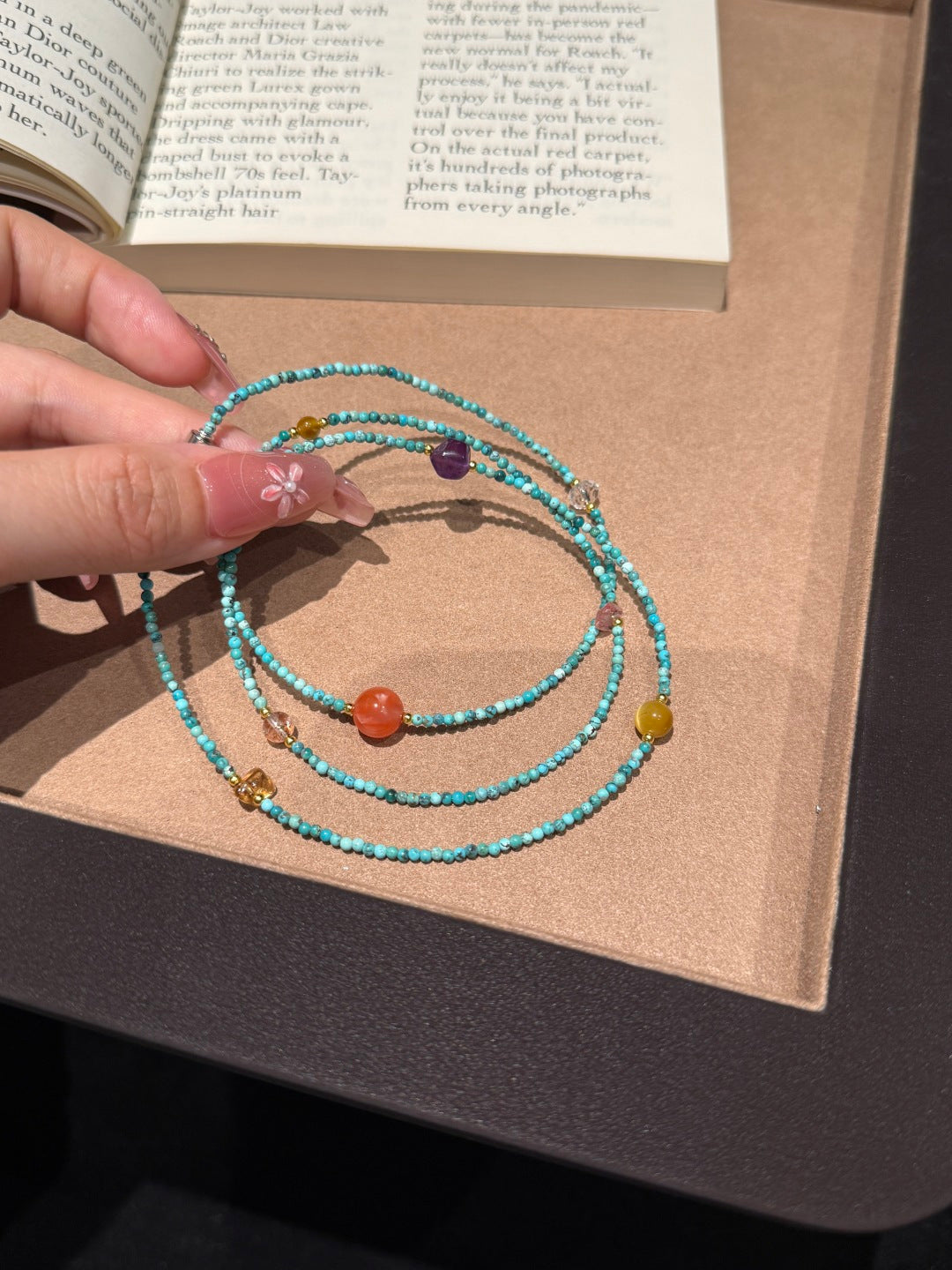 Natural Turquoise Multi-Strand Bracelet with Gemstone Accents — A Wish for Protection and Joyful Energy