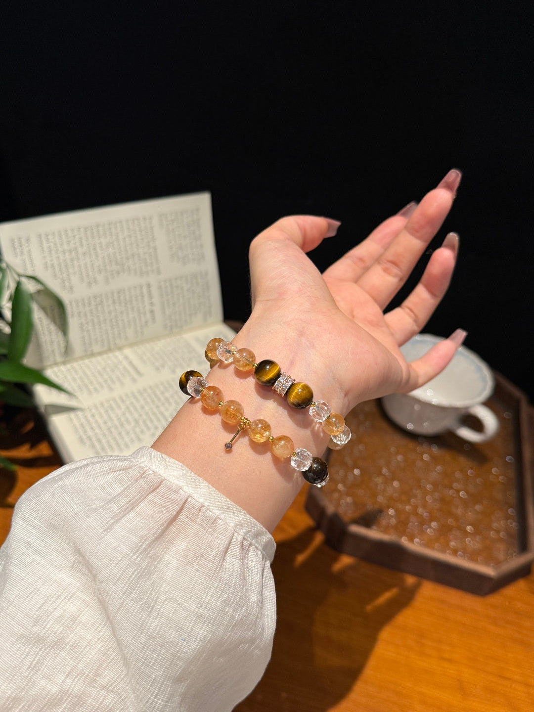 Tiger's Eye, Yellow Crystal & Clear Quartz Multi-Wrap Bracelet – Golden Gemstone Jewelry