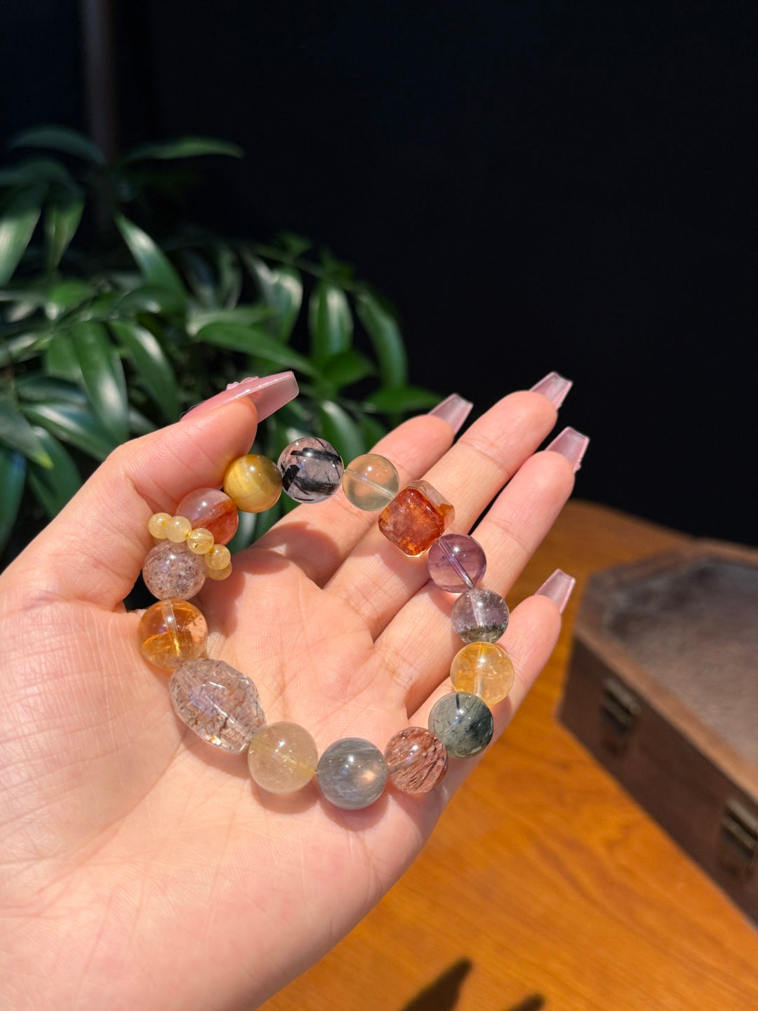 Multi-Gemstone Beaded Bracelet with Black Gold Super Seven and Citrine — A Wish for Harmony and Balance