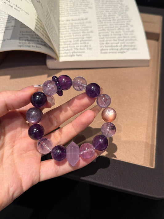 Natural Amethyst Beaded Bracelet – Elegant Purple Crystal Jewelry
