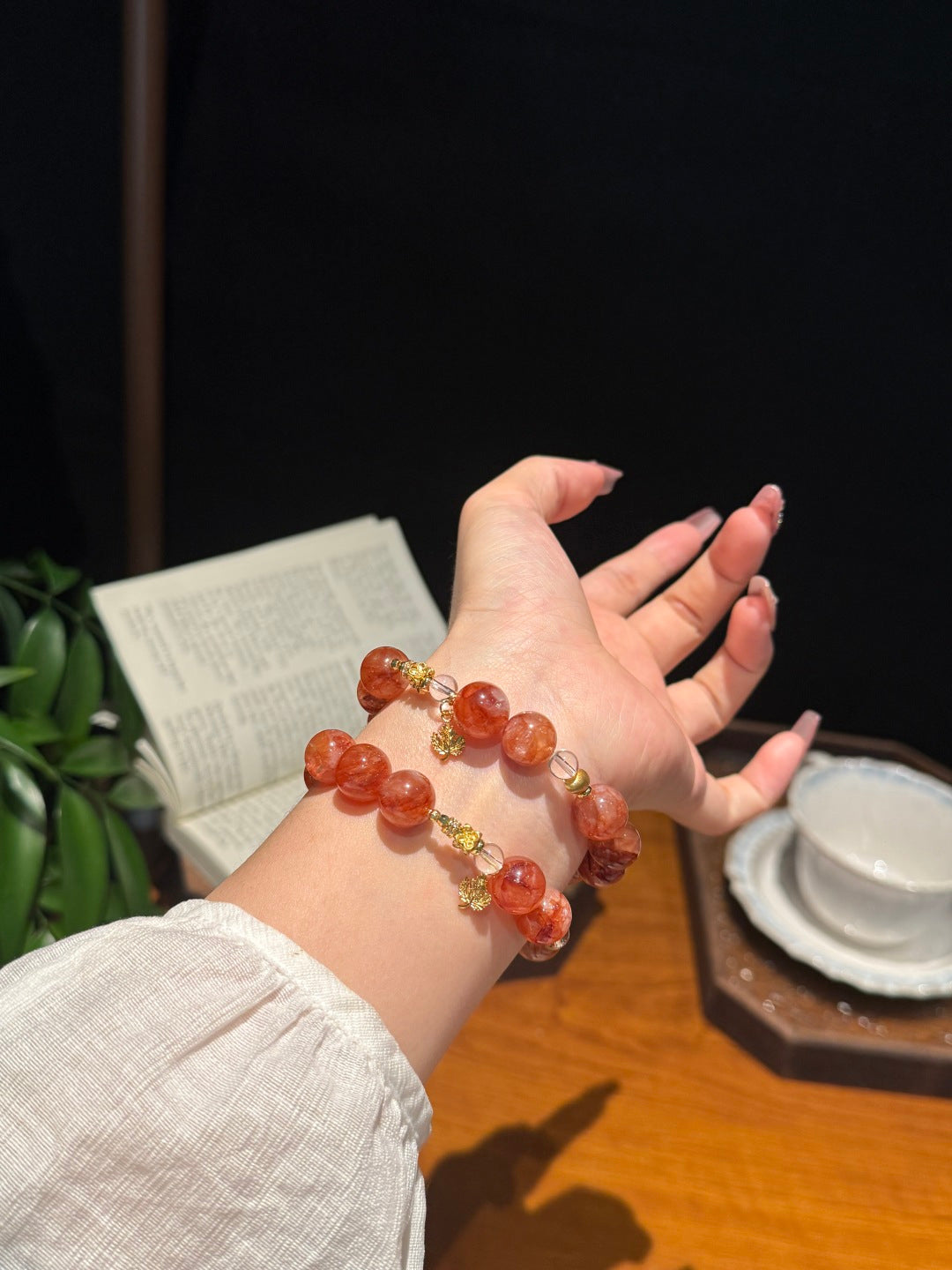 Maple Narrative · Red Flower Phantom Quartz Bracelet