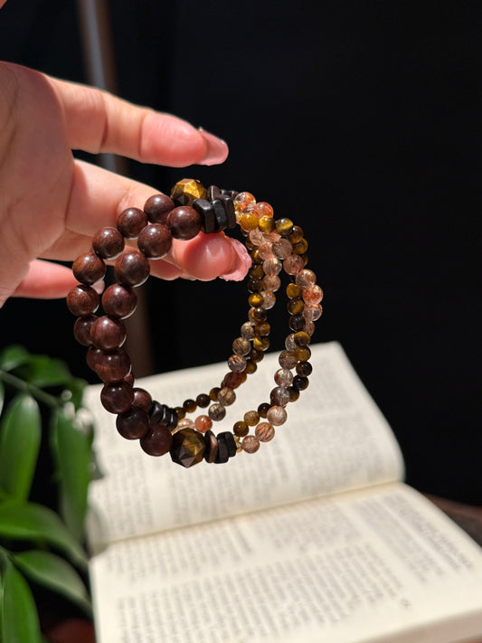 Black Gold Super Seven Crystal & Tiger's Eye Bracelet – Strength, Focus & Abundance