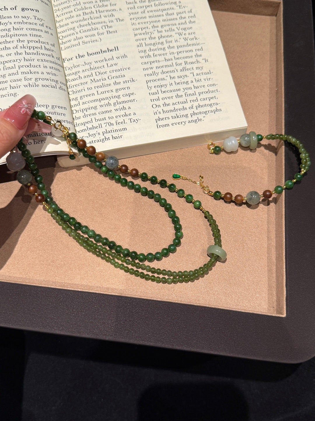 Green Hetian Jade & Agarwood Necklace and Bracelet Set – Lucky Gourd,