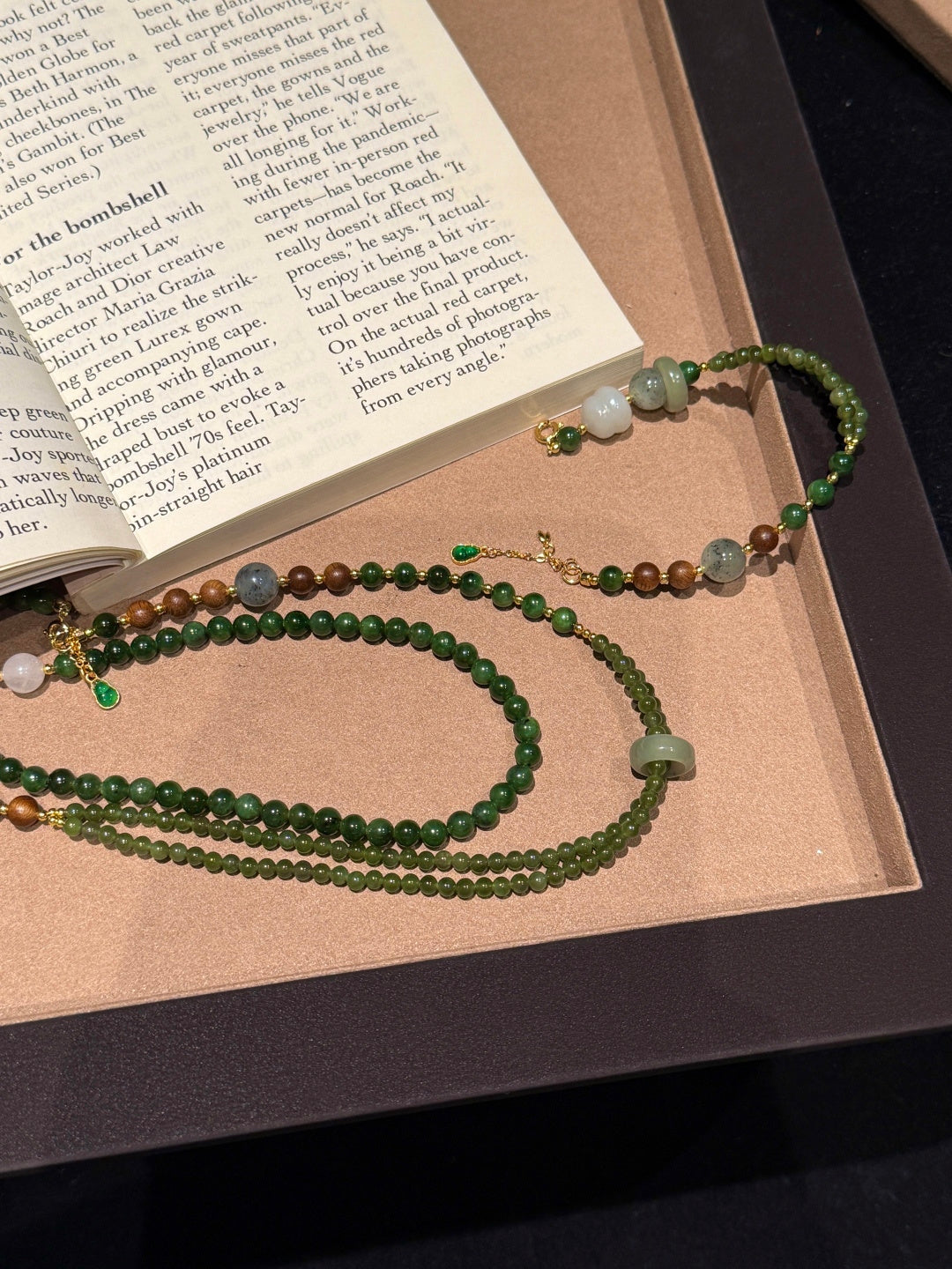 Green Hetian Jade & Agarwood Necklace and Bracelet Set – Lucky Gourd,