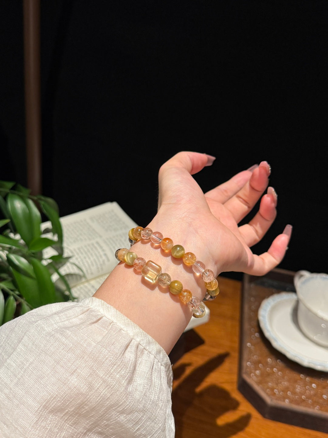 Golden Earth Crystal Bracelet – Tiger's Eye, Clear Quartz & Super Seven