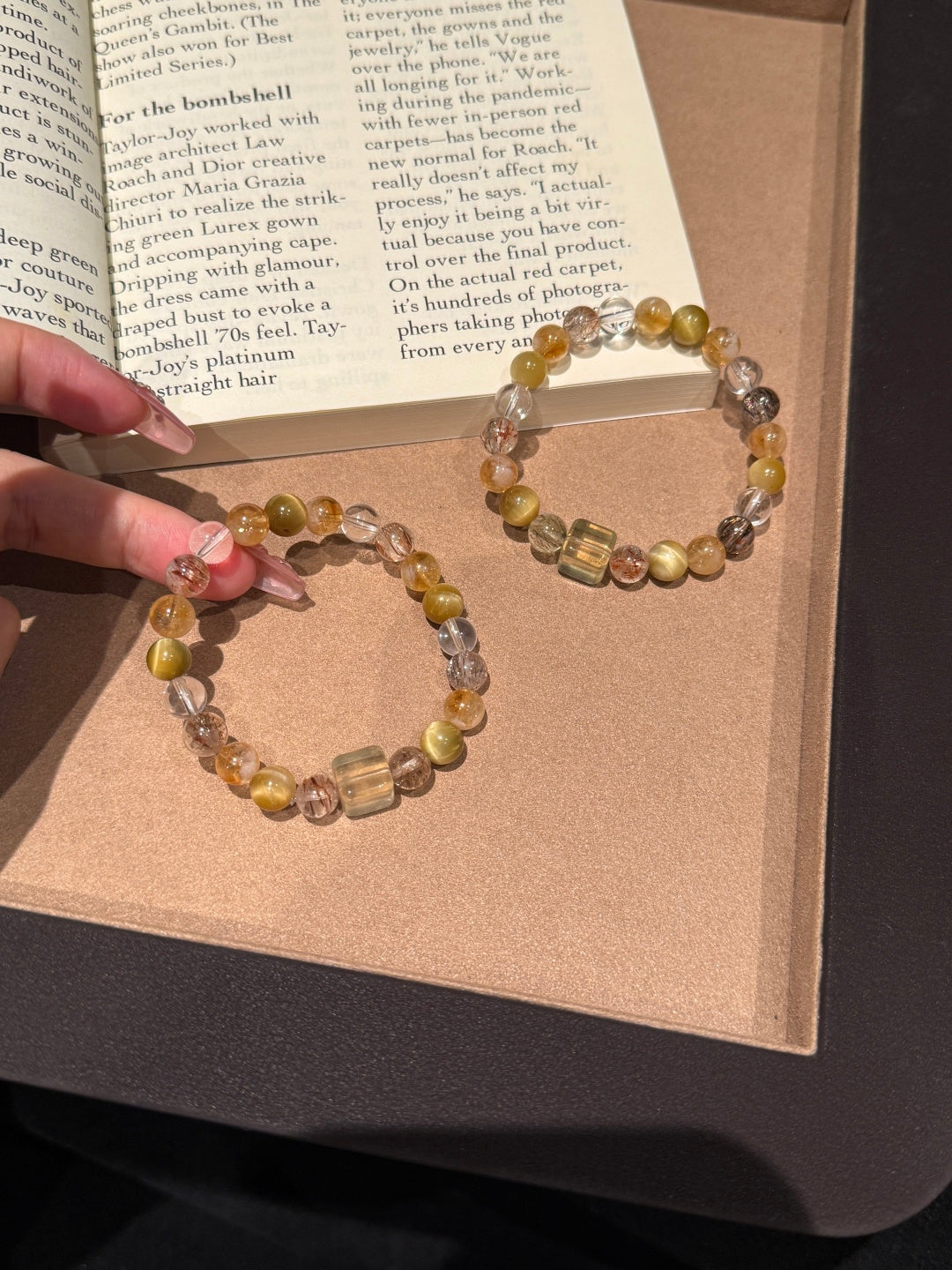 Golden Earth Crystal Bracelet – Tiger's Eye, Clear Quartz & Super Seven