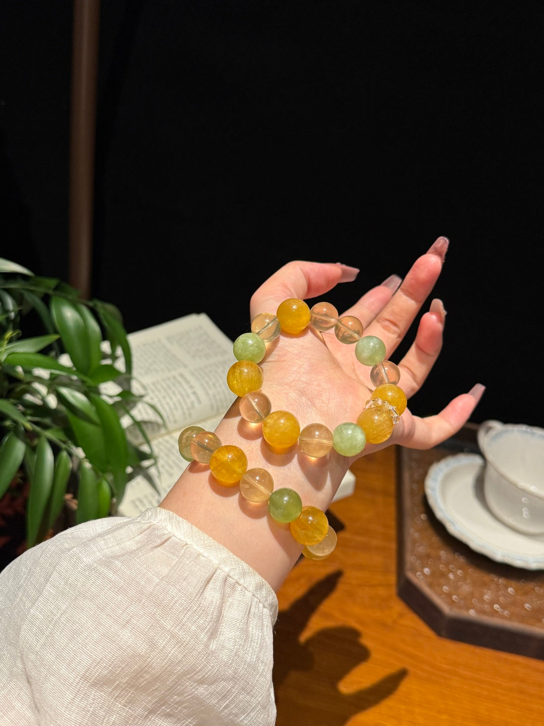 Yellow Fluorite, Citrine & Green Jade Beaded Bracelet – Summer Fresh Crystal Jewelry