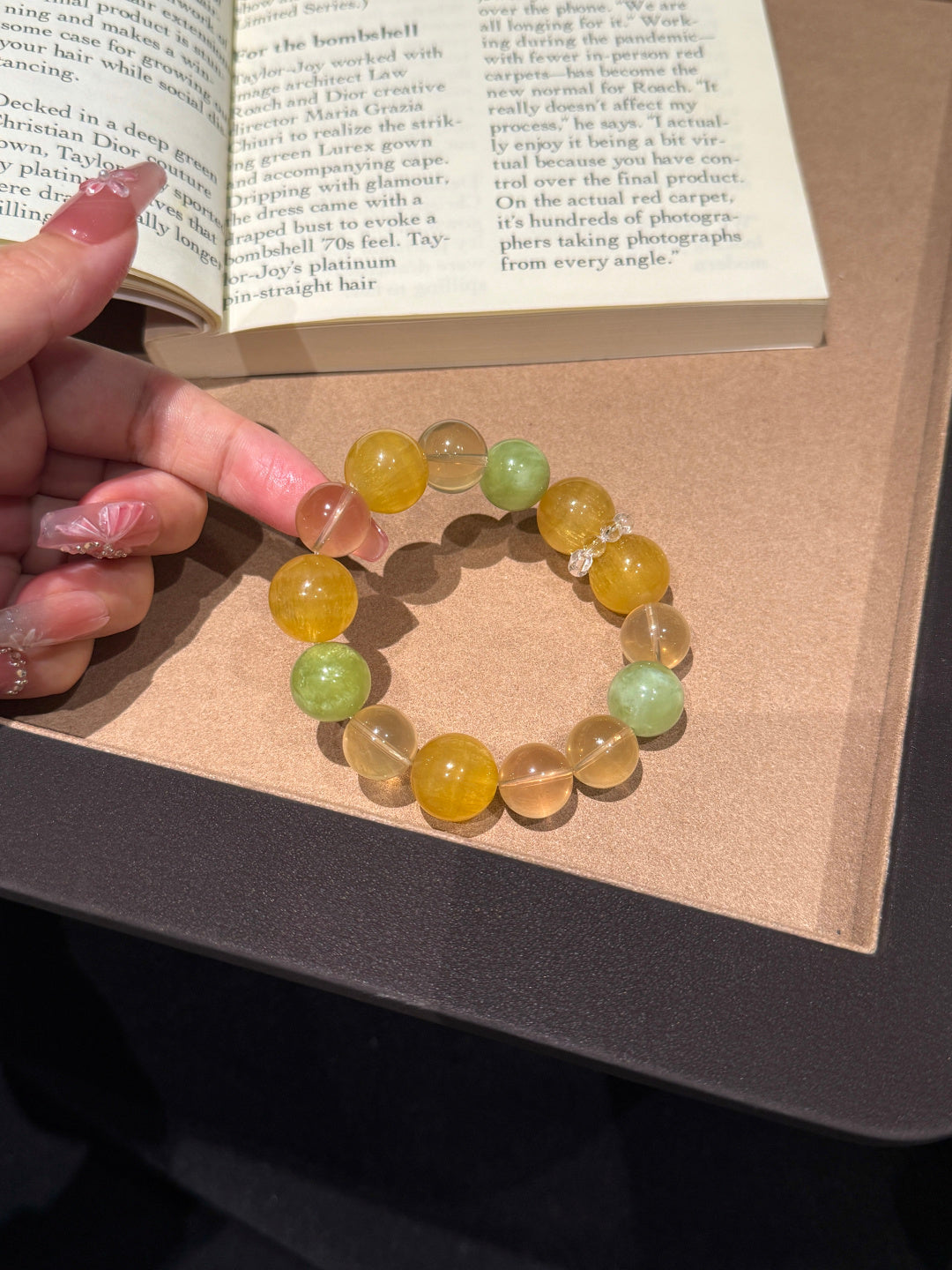 Yellow Fluorite, Citrine & Green Jade Beaded Bracelet – Summer Fresh Crystal Jewelry