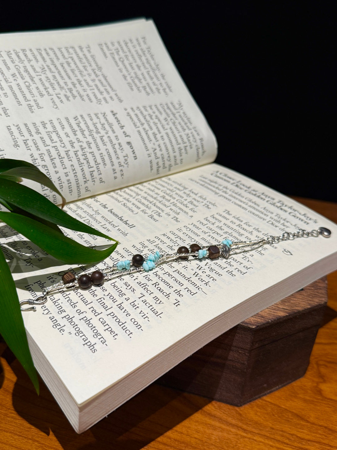 Agarwood & Turquoise Double-Layer Bracelet with Stainless Steel Chain — A Wish for Harmony and Grounding