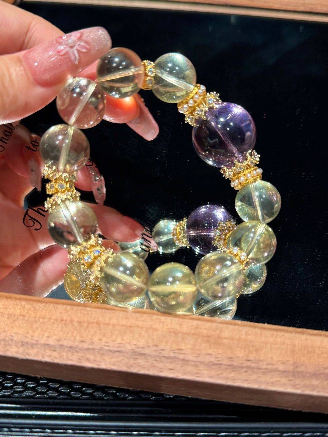 Citrine &amp; Amethyst Beaded Bracelet with Gold Accents — A Wish for Wealth and Nobility