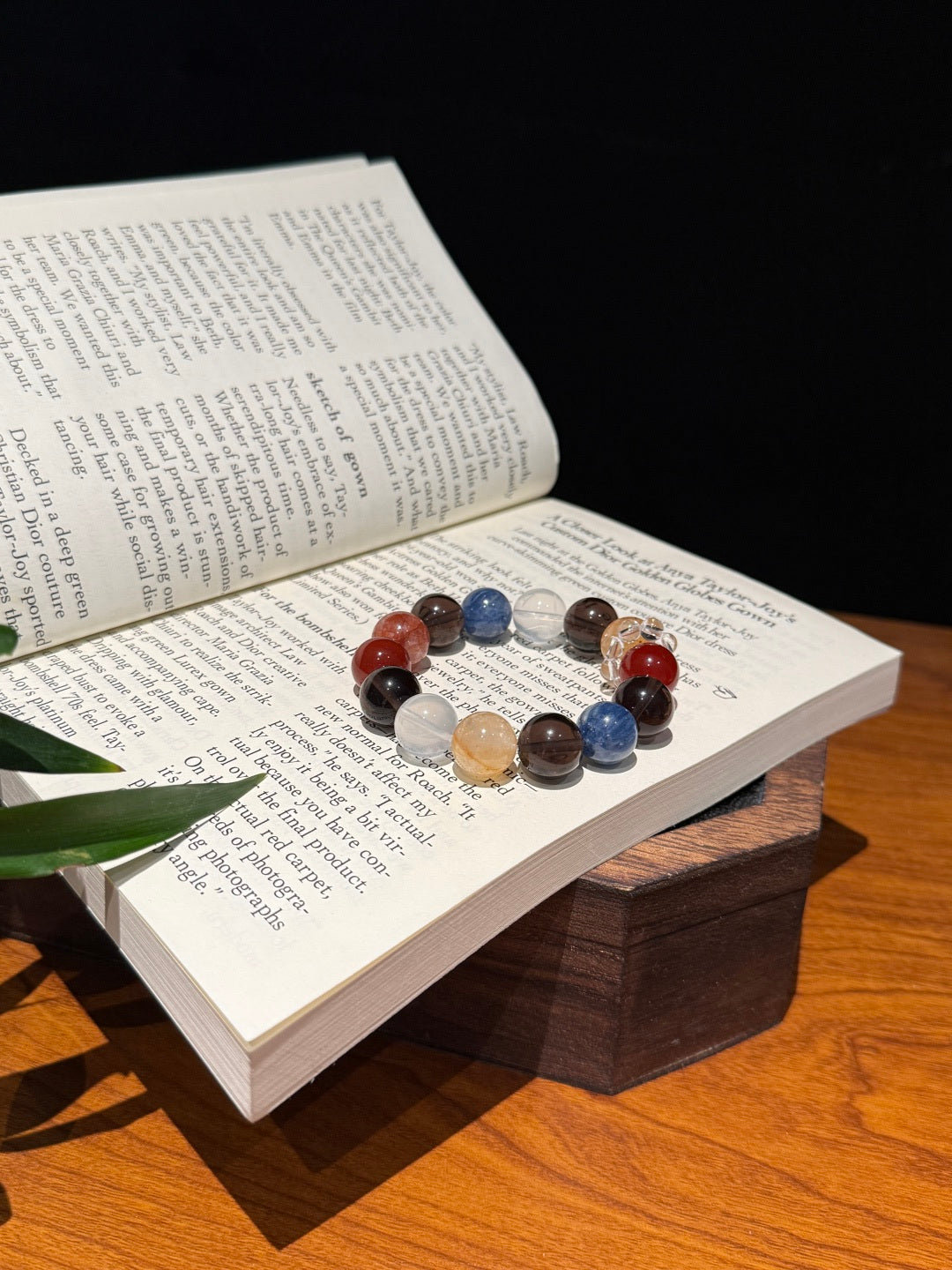 Multi-Gemstone Beaded Bracelet with Blue Kyanite, Ice Obsidian &amp; Red Agate — A Wish for Clarity and Peace