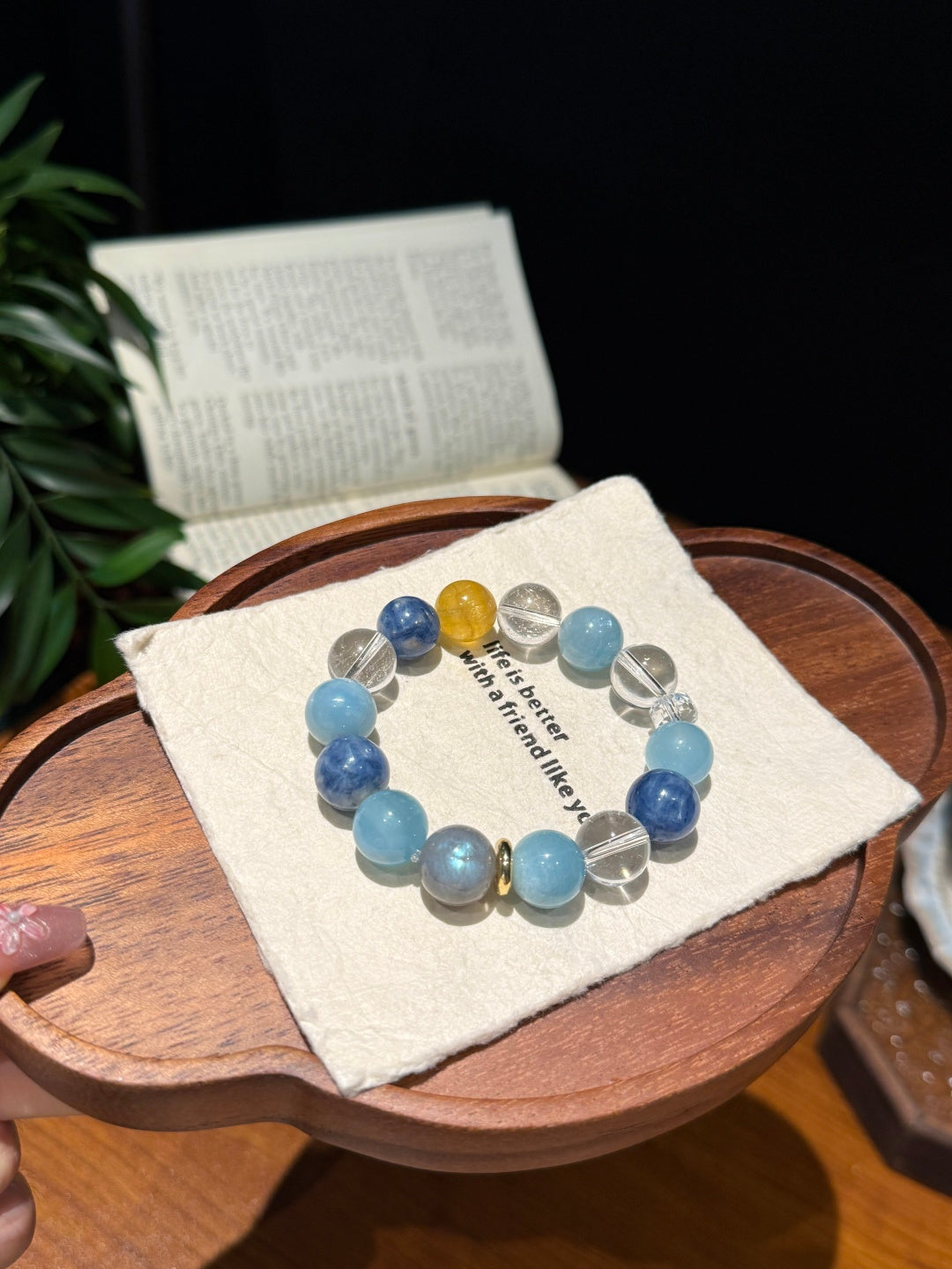 Aquamarine, Blue Kyanite &amp; White Quartz Beaded Bracelet — A Wish for Calm and Clarity