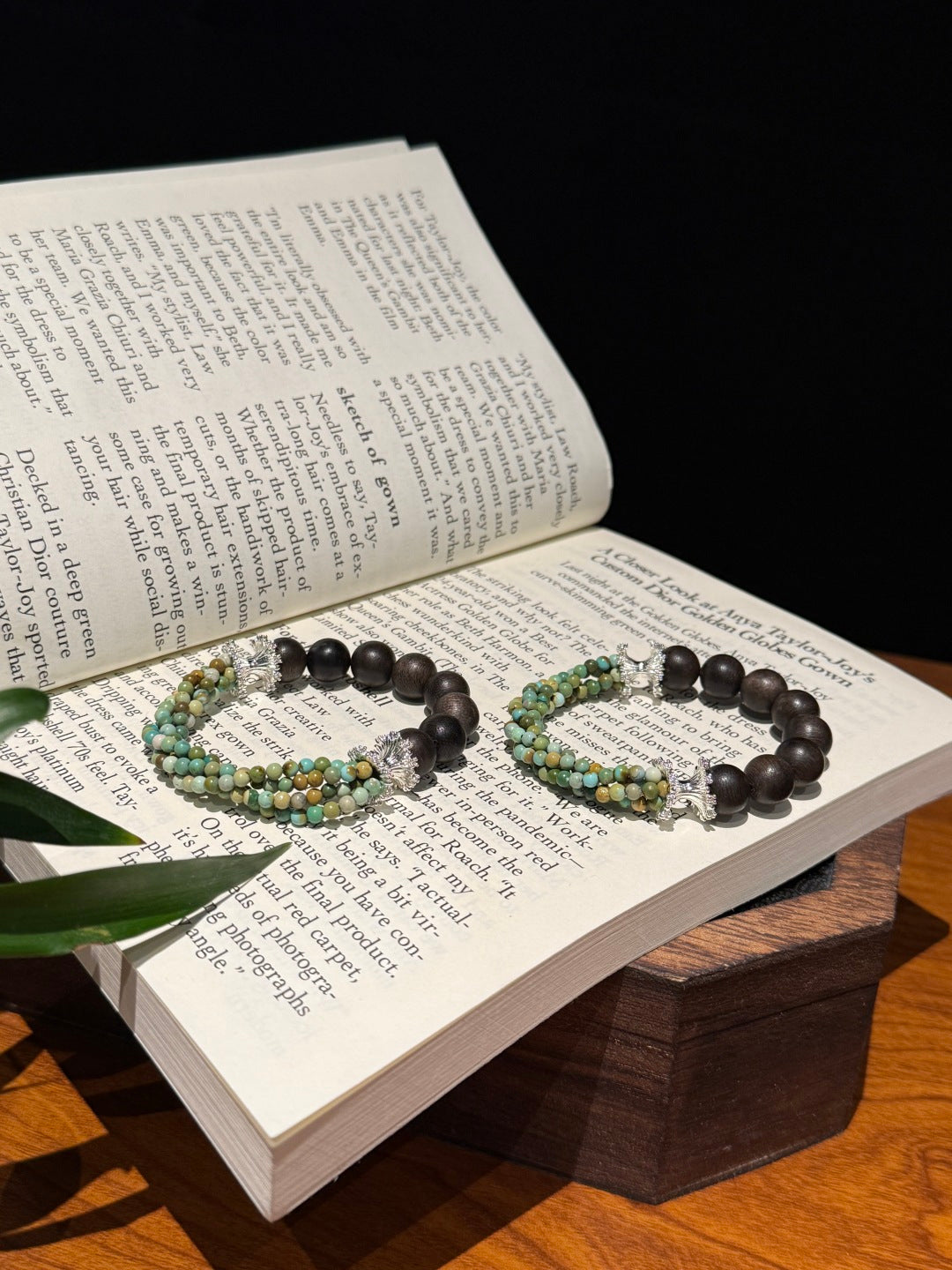 Agarwood &amp; Turquoise Twisted Bracelet — A Wish for Serenity and Peace