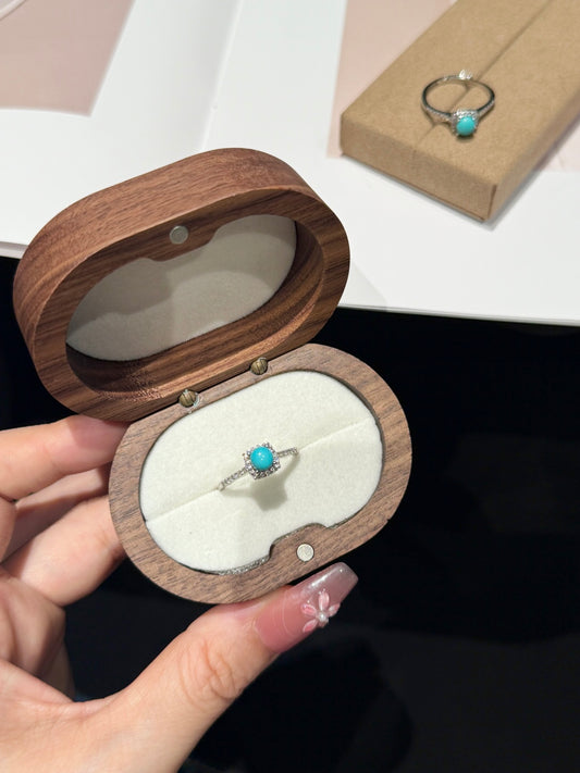 S925 Sterling Silver Turquoise Ring with Pave Accents — A Wish for Protection and Quiet Elegance