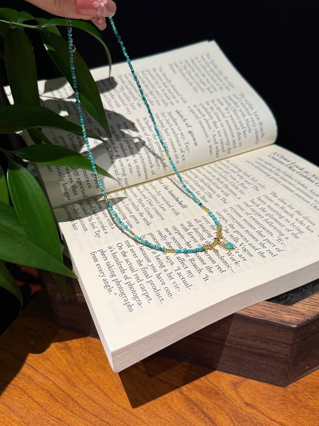 Delicate Turquoise Beaded Necklace with Gold Heart Charm — A Wish for Peace and Gentle Love