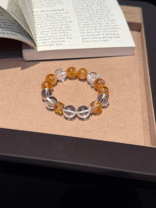 Yellow Tower Quartz &amp; Clear Quartz Beaded Bracelet — A Wish for Abundance and Clarity