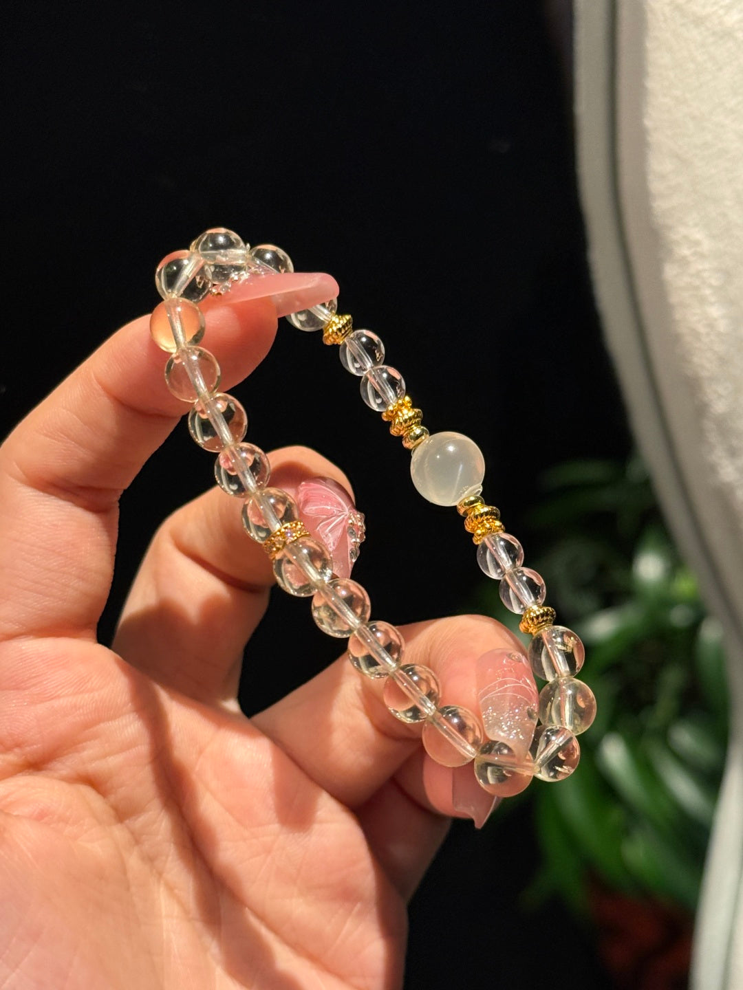 Clear Quartz &amp; Citrine Beaded Bracelet with Gold Accents — A Wish for Clarity and Abundance