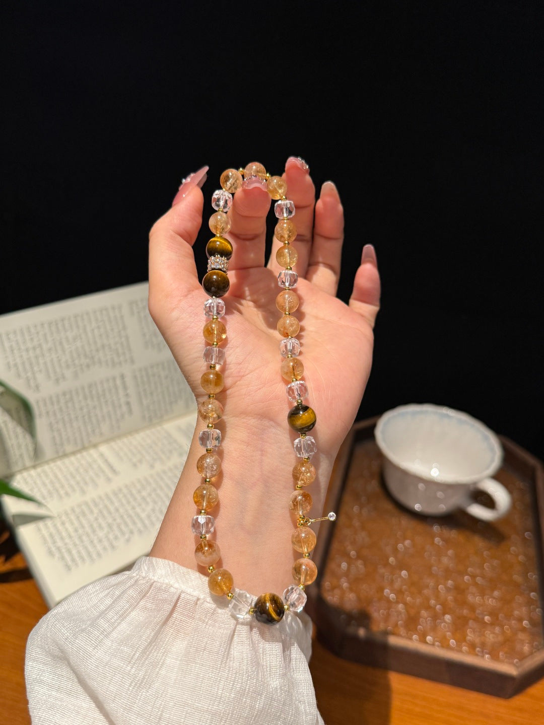 Tiger's Eye, Yellow Crystal & Clear Quartz Multi-Wrap Bracelet – Golden Gemstone Jewelry