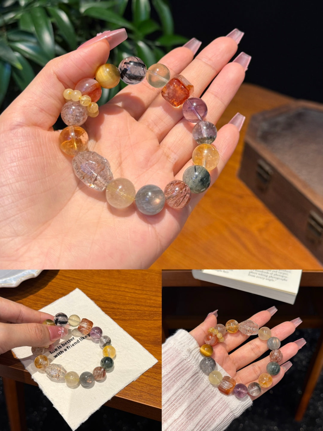 Multi-Gemstone Beaded Bracelet with Black Gold Super Seven and Citrine — A Wish for Harmony and Balance
