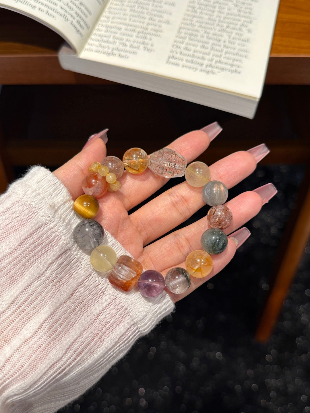 Multi-Gemstone Beaded Bracelet with Black Gold Super Seven and Citrine — A Wish for Harmony and Balance